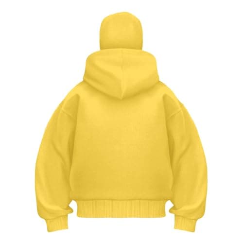 Balaclava Hoodie with Mask Built In Balaclava Full Zipper Double Hooded Coat Oversized Wind Resistant Warm Travel Hoodie with Face Mask Built In Winter Windproof Streetwear Workout Sweatshirt Yellow — view 4