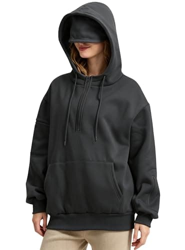 Covisoty Womens Quarter Zip Travel Hoodies with Eye Mask & Multi Pockets