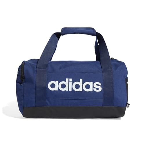 adidas Unisex Essentials Linear Duffel Bag Duffel Bag, Dark Blue/White, XS
