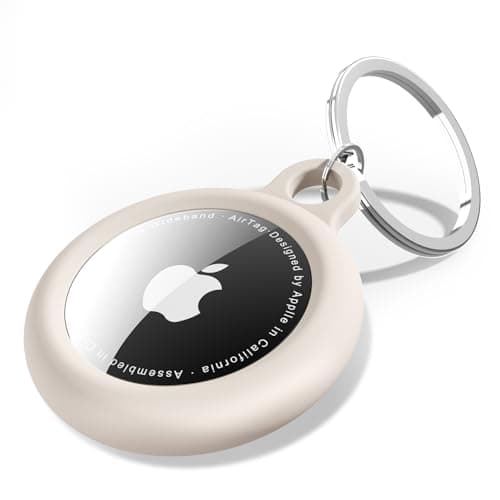 oakxco for Airtag Keychain Silicone, Airtag Holder with Key Ring, Air Tag Cover Cute Accessories for Kids, Luggage, Car Dog Collar, Car, Compatible with Apple Airtag Case Waterproof, Cream Stone