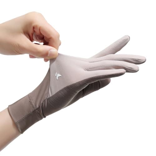 UV Sun Protection Gloves for Women Full Finger Ice Silk Touch Screen Non-Slip Driving Gloves for Travel Golf Running, gray, One Size — view 2