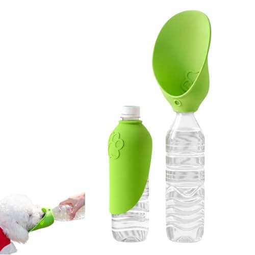 Portable Dog Water Bottle,Silicone drinking cap for bottles dogs(Green)