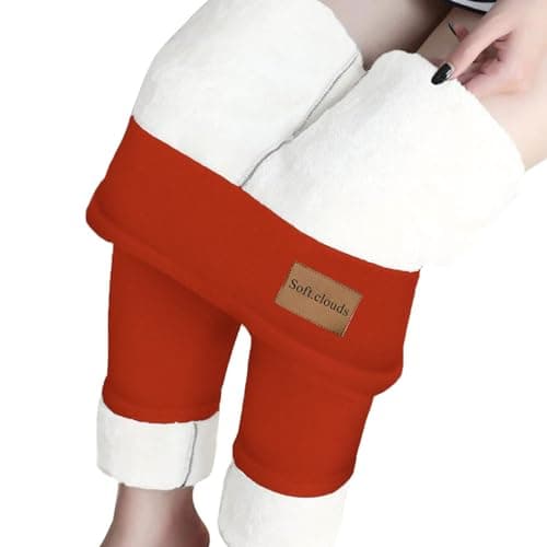 YCBMINGCAN Thermal Leggings Women's Winter Lined Warm Winter Leggings Fleece Trousers High Waist Leggings Opaque Winter Trousers Thermal Sports Trousers for Outdoor, Leisure, Sports, orange, M — view 2
