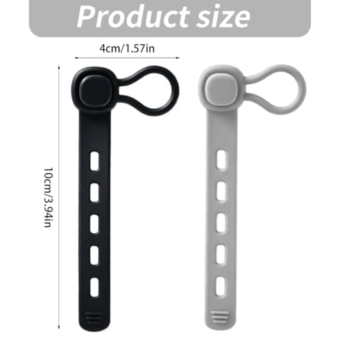 Cable Organizer Hook Straps, Silicone Wrap Tie Set of 3 for Cooking Utensils, Counter Clutter Control, Compact Spaces Silicone Cable Organizer Strap Adjustable Loop Tie Hook Soft Cord Wrap — view 3