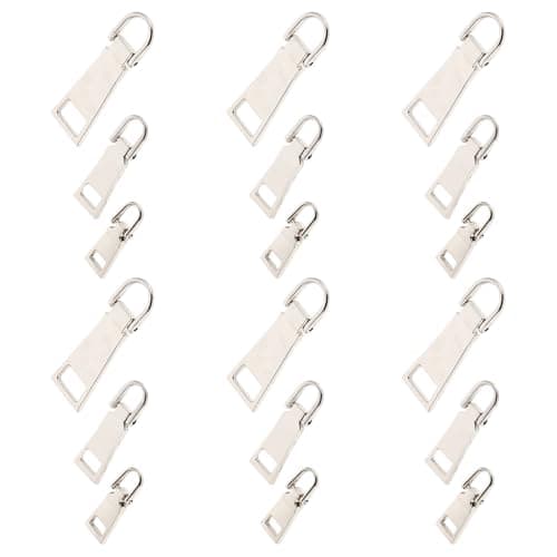 Replacement Zipper Pull Kit 18pcs Alloy Silver for Suitcase Clothing