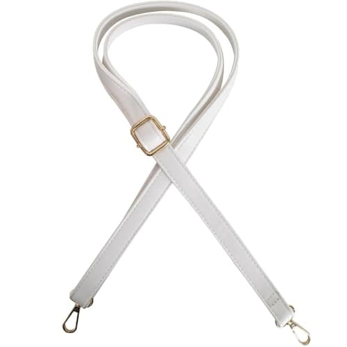 KYSUN Universal Leather Shoulder Strap Replacement Handbag Straps Crossbody Bag Strap 27.6-51.2 Inch Adjustable with Metal Swivel Hooks for Handbags Crossbody Bag (White)