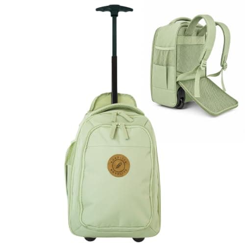 Bordlite Ryanair Cabin Approved Wheeled Backpack 40x25x20cm – 2 in 1 Lightweight Trolley Bag & Rucksack on Wheels (20L) Underseat Hand Luggage for Travel, Business, Weekend Trips - Green