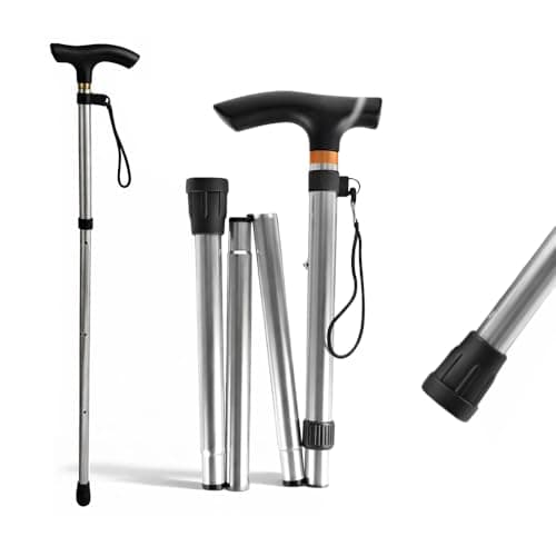ZOPPER Foldable Aluminium Walking Stick Silver 92cm for Men & Women