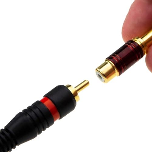 kenable PRO Metal 6.35mm Mono Jack Plug to RCA Phono Socket Adapter Red and Blue Pair Gold Plated Audio Connectors for Speakers Amplifiers Mixers Hi-Fi Equipment — view 3