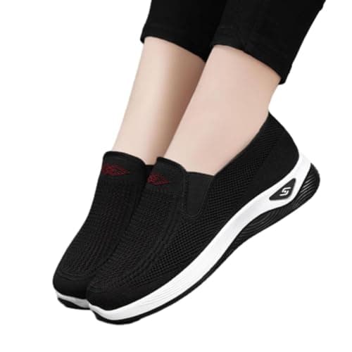 Walking Shoes Women Casual Sock Sneakers Lightweight Comfy Breathable Slip-on Orthopedic Walking Sneaker Lightweight Athletic Running Shoes Size UK 6.5 Black — view 5