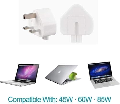 UK Plug for Macbook Charger Adapter - 3 Pin AC Power Adaptor Wall Plug Replacement with Fuse, Compatible with MacBook Pro/Air,iPhone,iPad,MagSafe Chargers,Travel Essential(White, One Size) — view 3