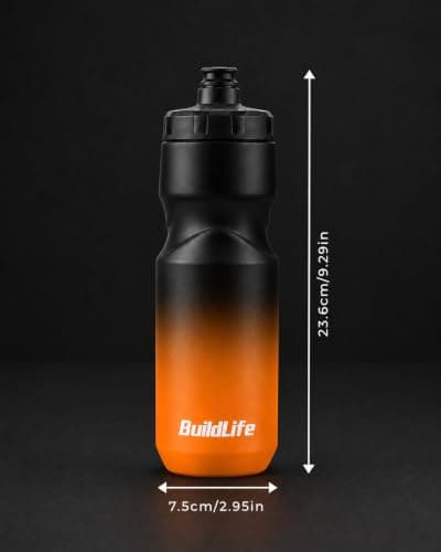 BuildLife 2 Pack Sports Water Bottle, 710ML Squeeze Water Bottle, Biking Water Bottles, BPA Free & Leakproof Cycling Bottles for Hiking, Outdoor Sports Dishwasher Safe (BlackBlue+BlackOrange) — view 5