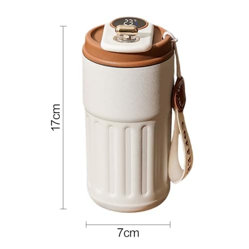 Flask with Temperature Display, 450ml Insulated Coffee Cup, Smart LED Touch Screen, Stainless Steel Travel Mug, 12 Hours Cold/Warm, Leakproof Thermal Flask for Office, Camping & Outdoor — view 2