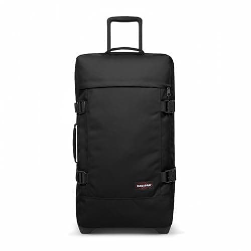 Eastpak Tranverz M Medium Suitcase 78L (67 x 35.5 x 30 cm), Durable Rolling Luggage, Lightweight Travel Bag with Double Compartments, Telescopic Handle & TSA Lock - BLACK