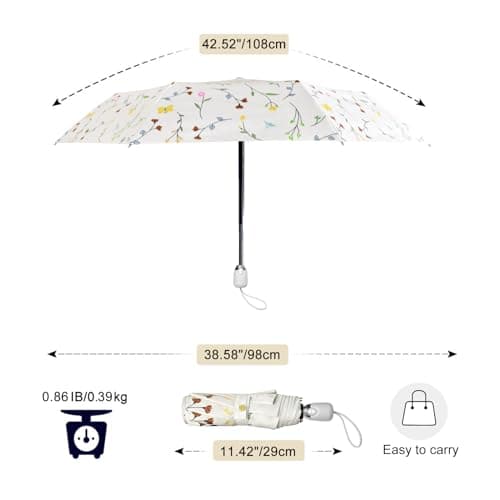 CUBY UV Sun Umbrella Compact Folding Travel Umbrella Auto Open and Close for Windproof, Rainproof & 99.9% UV Protection Parasol with Black Anti-UV Coating — view 5