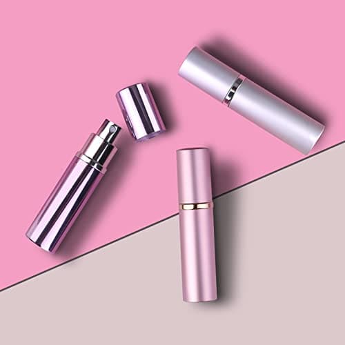Zingso Refillable Travel Perfume Atomiser Bottles, 3 Pcs 10ml Mini Portable Spray Bottles Aftershave Empty with Funnel and Diffuser Tool, Pink+silver+purple (FYC22PBS+A2-FBA-SL) — view 3