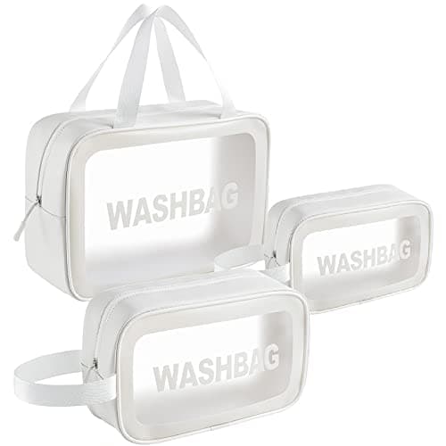 Mikytoper 3 PCS Clear Toiletry Bag for Women, Makeup Bag Set, Wash Bag