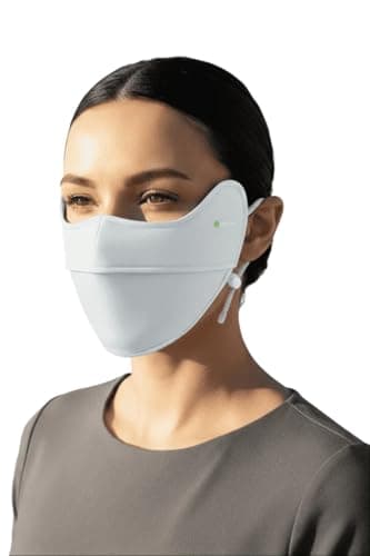 ANNIOU UPF 100 Sun Protection Face Mask – Lightweight Cooling UV Face Cover for Men & Women, Breathable Antibacterial Fabric, Adjustable Ear Loops for Outdoor Cycling, Running & Travel (Light Gray)