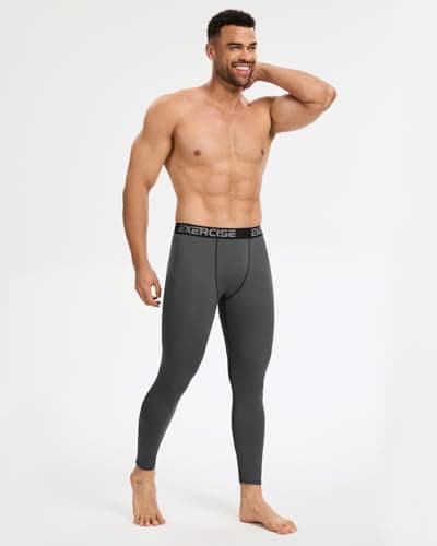 Orrfreer 4 Pack Men's Thermal Underwear Trousers Long Johns Fleece Lined Thermal Leggings Warm Compression Pants Base Layer Leggings for Ski Running Outdoors Black/Charcoal/Grey/Navy M — view 3