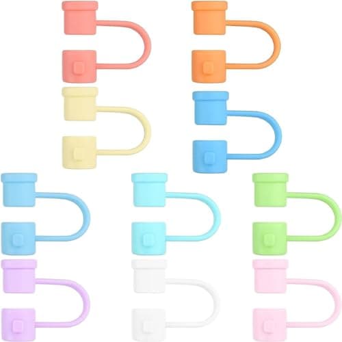 Silicone Straw Cover Set Reusable Straw Tips Compatible with 6 8 mm Diameter Ideal for Travel Picnic Fitness Parties (F, One Size) — view 4