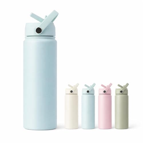 TEMMIA Stainless Steel Water Bottle 500 ml - Double-Walled & Vacuum Insulated - BPA-Free, Leak-proof & Reusable - Thermal Flask for Hot & Cold Drinks, Sports, Office & Travel (Light Blue)