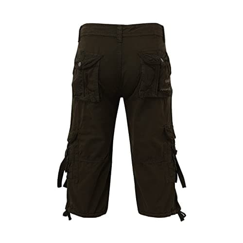 IQYU Waterproof and windproof sports trousers, plain, multi pocket trouser leg hanging rope, tool, seven-minute shorts, black army trousers, gray, 26 — view 3