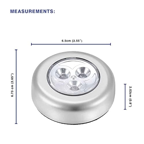 LED Battery-Powered Wireless Night Light Tap Touch Lamp, Self Adhesive Push Button for Closets, Cabinets, Counters, or Utility Rooms, Cordless Puck Shape, Batteries Not Included (2 Pack Push Lights) — view 2