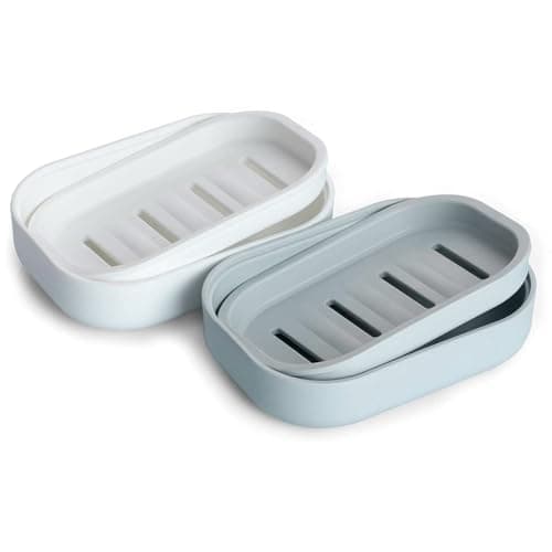 Soap travel case ，Plastic Soap Dish with Drainage,Soap Dishes Holder for Bathroom Shower，Keep Soap Dry and Easy Cleaning soap holder travel(White) — view 5