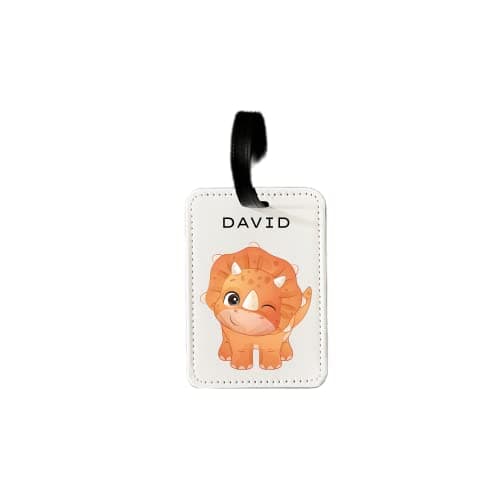Personalised Cute Kawaii Dinosaur Luggage Tags Suitcases Add Any Name or Text for Children Kids Toddler, Custom Travel Tags Name Labels, Small Tag for Baggage Bag Backpack (Styracosaurus)