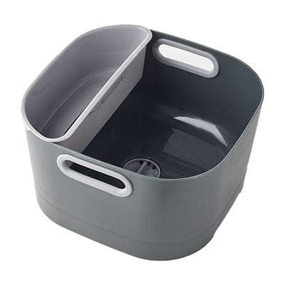 lakeland Clever Portable Washing Up Bowl with Knife Drainer 31.5cm x 30.5cm x 17.5cm Large Capacity