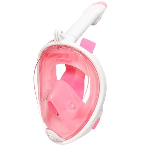 Jsdoin Snorkel Mask Full Face,180°view Design - Anti-fog, Anti-leak Technology - Sports Camera Compatible - for a Safe Adults and Kids Snorkeling Experience (Pink, L/XL)