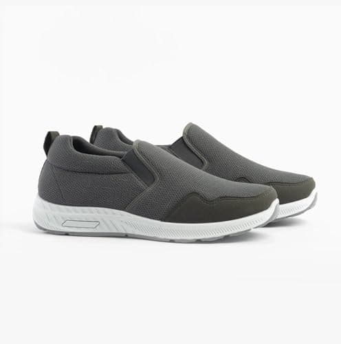 Dr Keller Mens Wide Fit Slip On Trainers Craig – Casual Comfort Shoes with Memory Foam Insole Lightweight Slip-On Sneakers Everyday Walking Footwear Grey 11 — view 2