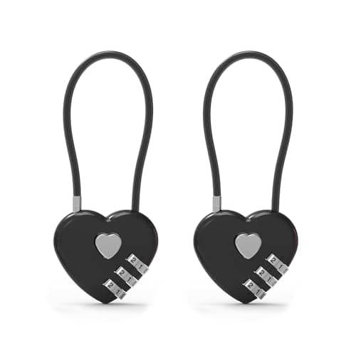 UP Security Premium Combo Lock, Combination Locks for Travel Security, Small Cable Lock for Backpack, Travel Security, Luggage, Suitcase, Bag, Anti-Theft, 3-Digit Password, No Keys (Black+Black)