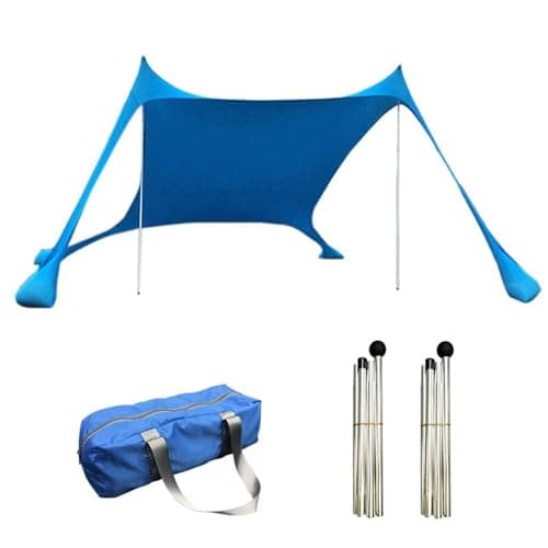Beach Tent Sun Shelter | UPF50+ Beach Shelter Canopy With Stability Poles And Storage Bag | Portable Outdoor Family Sun Shade For Fishing, Picnics, Backyard Fun, Easy Set Up