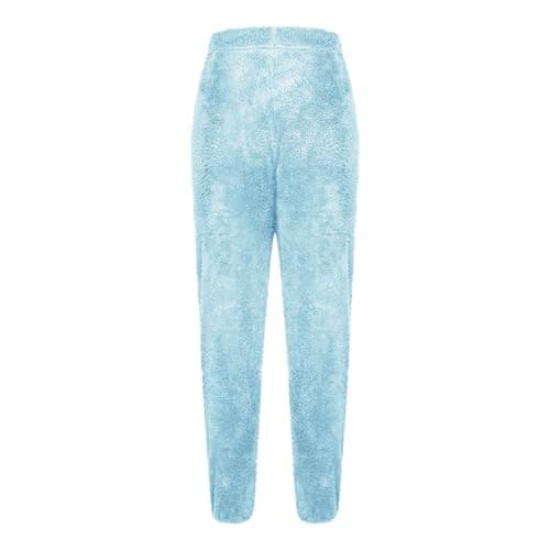 Fleece Lined Trousers Pyjama Bottoms Women High Waist Thick Thermal Leggings Plain Winter Warm Stretchy Leggings Elastic Waist Casual Comfy Tapered Leg Fluffy Pajama Pants — view 4