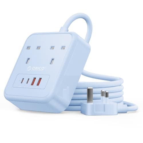 ORICO 1.5M Extension Lead with USB Slots, PD 20W USB C Charger Blue