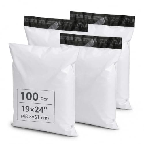 Switory Large Parcel Bags 19x24 Postage Bags White, Strong Waterproof Large Mailing Bag for Postages Strong Self Seal, Poly Mailers Parcel Delivery Bag 100Pcs (48.3x61 cm)
