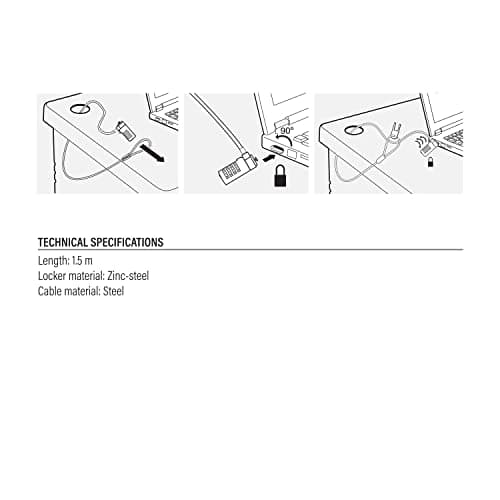 ACT Laptop Lock Combination 1.5m, Portable Anti-Theft cable, 4-Digit Password Lock, for Laptop and PC – AC9015 — view 3