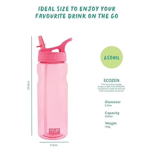 Polar Gear Aqua Grip Water Bottle – BPA-Free Reusable Water Bottles With Straw – 650ml Sports Water Bottle Perfect for Gym, Cycling & Work — view 2