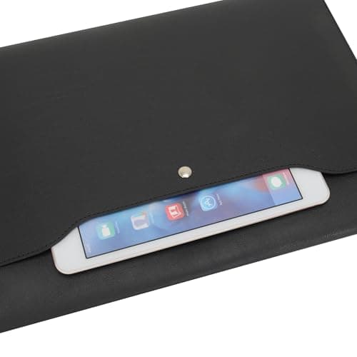 Wonderpool A4 Faux Leather Envelope Documents Multifunction Folders Stationery Bag -Portfolio File for Paper Letter Stationery Organizer and Tablet Case PC Sleeve (Black) — view 5