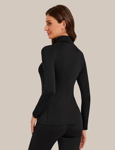 Harlamvar Women Long Sleeve Fleece Lined Thermal Tops Soft Winter Shirt Top — view 3