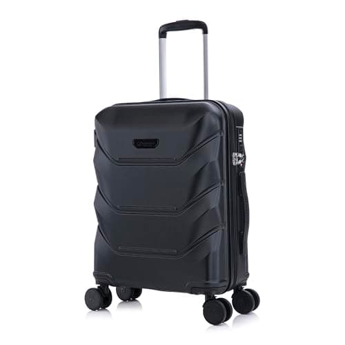 Rocklands® Cabin Suitcase 55x40x20cm Hard Shell TSA Lock, 4 Spinner Wheels, Lightweight Hand Luggage Small Travel Bag, Approved for 100+ Airlines Including Ryanair, EasyJet (Black, Cabin 20 Inch)