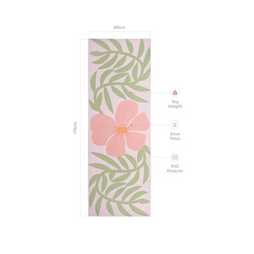 Myga Printed Yoga Mat - 6mm Thick Non-Slip Exercise Mat for Yoga, Pilates, Meditation and Fitness - Lightweight Travel Yoga Mat for Men and Women - Choice of Design (Gumamela) — view 2