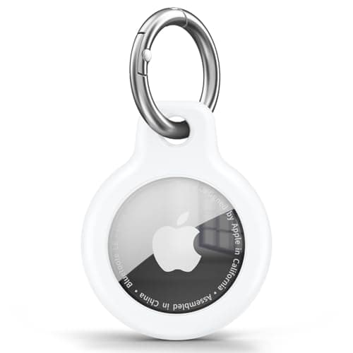 Air Tag Holder Air Tag Silicone Case, with Keychain, TPU Case for Air Tags Keyring for Keys, Bags, Luggage, Pet Collar, Anti-Lost and Scratch-Resistant, Fully Covered (White)
