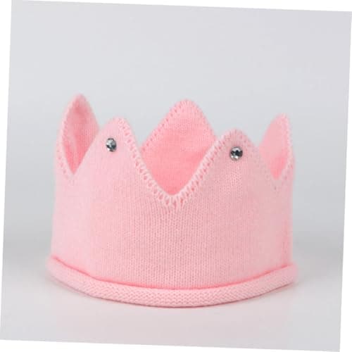 VALICLUD 2pcs Party Knitted Crown Hat, 1st Birthday Party Hat for Baby Girls, Acrylic Fabric, Lightweight, Comfortable and Breathable, Travel and Shopping Use — view 6