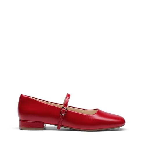 DREAM PAIRS Women's Low Heel Wedding Dress Ballet Flats,Red,7 — view 4