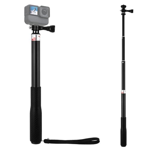 36"/92cm Extendable Selfie Stick for GoPro DJI Action, Non-Slip Handle