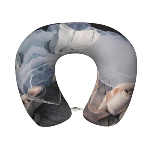 Ballet Shoe Print Memory Foam Travel Pillow - Comfortable U-Shape Neck Support for Sleep, Office, Flights & Road Trip