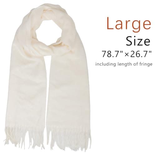 XuoAz Women's Fall Winter Shawl Wrap Large Fringe Scarf for Evening Dresses Travel, Solid Beige, Medium — view 3
