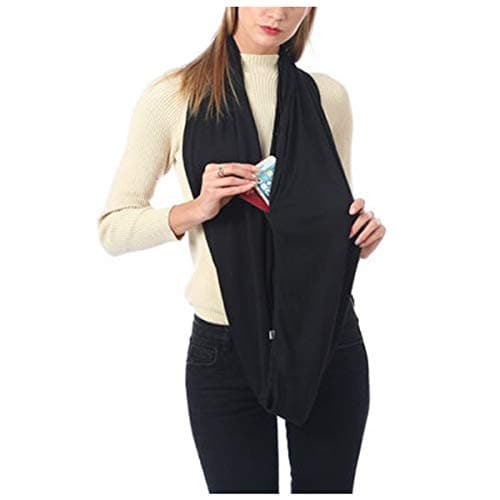 MeiPing Women's Polyester Solid Scarf - Black, Infinity Travel Wrap, Functional Fashion Accessory for All Seasons — view 2